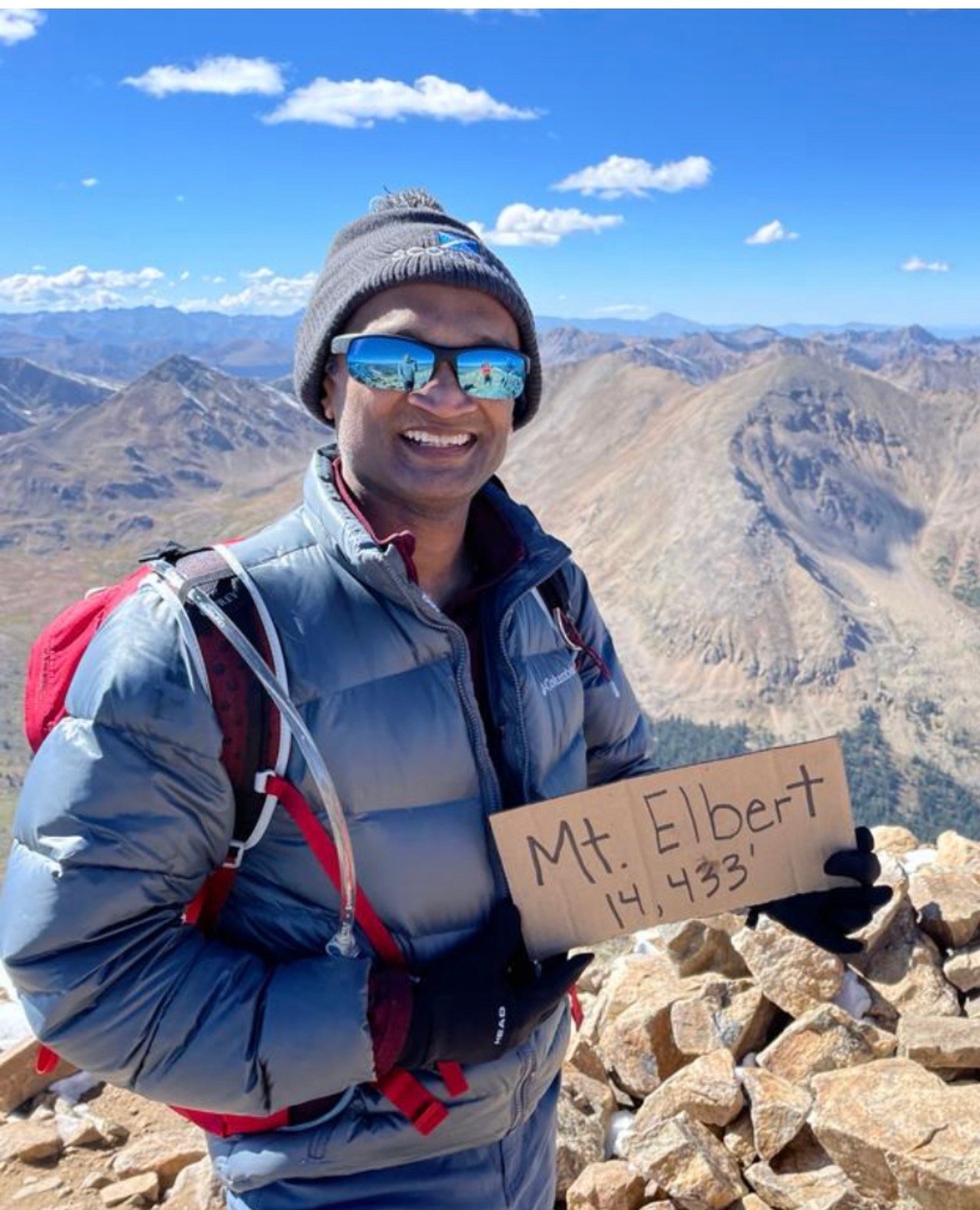 Swami Kumaragurubaran at the summit of Mt. Elbert, 14,433 feet, Colorado
